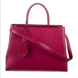 Fendi Medium 2Jours Fuchsia Pink Leather Satchel Tote